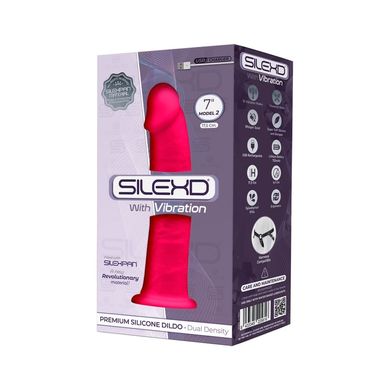 Фалоімітатор з вібрацією SilexD Henry Vibro Pink (MODEL 2 size 7in), двошаровий, діаметр 4,4 см SO5968 фото