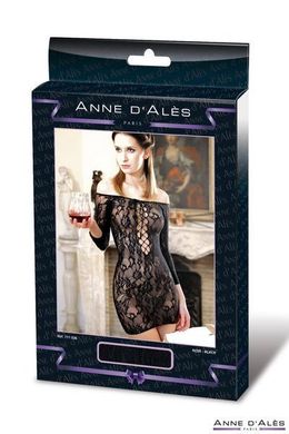 Платье-сетка с декольте Anne De Ales FETISH DINNER Black M/L, спущенное плечо SO1938 фото